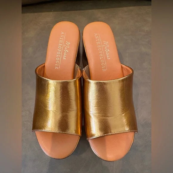 Anthropologie Matisse Terry Platform Sandals in Metallic Orange women’s size 7 - Picture 5 of 8